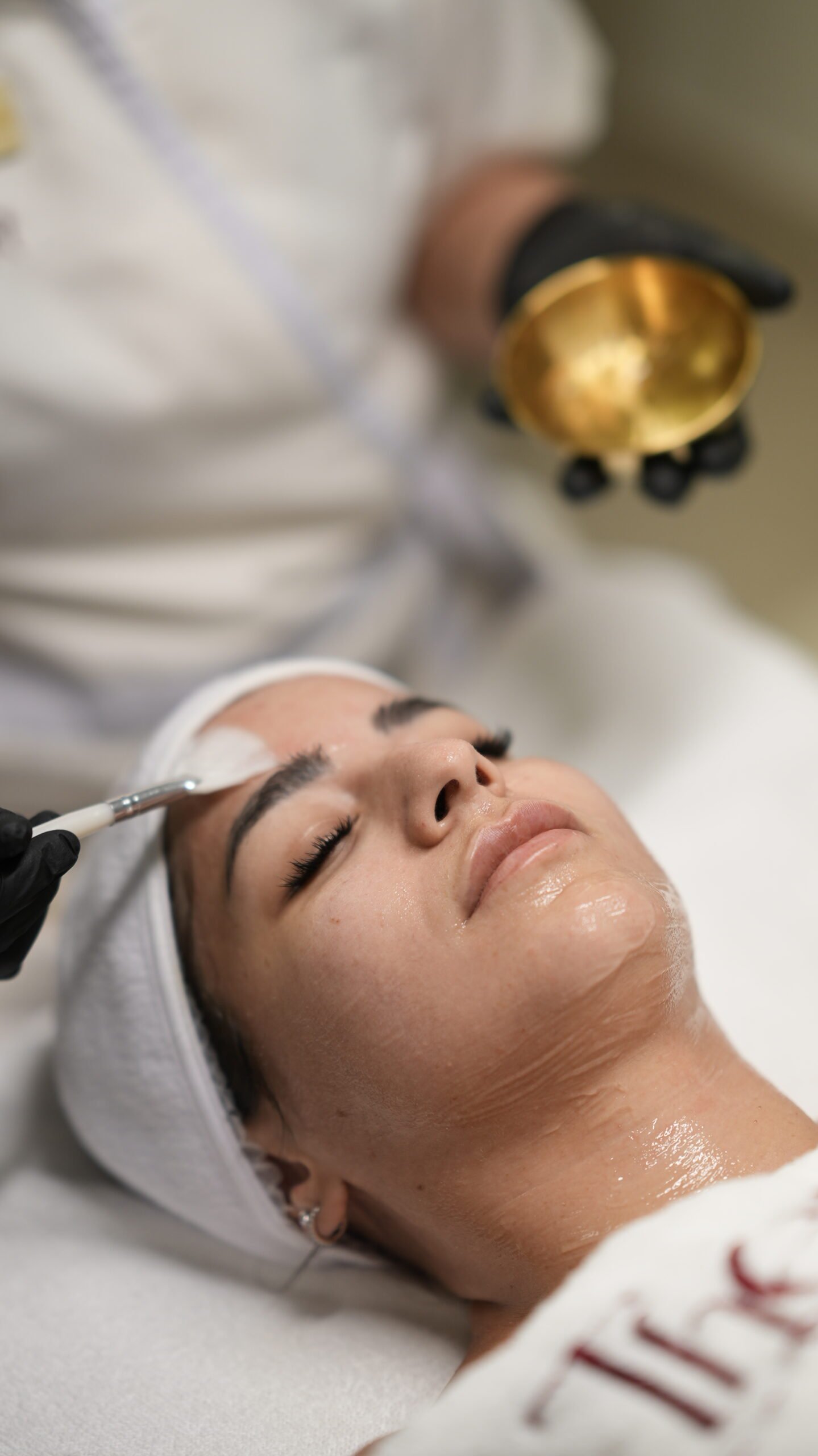 Facial treatment close-up at The Luxe Lift